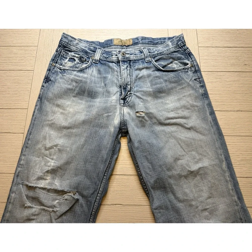 BKE Buckle TYLER 34x32 Men Straight Leg Blue Denim‎ Distressed Lived In Jeans